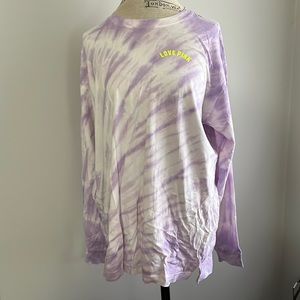 PINK Lavender & White Tie Dye Crew Neck Long Sleeve Tee